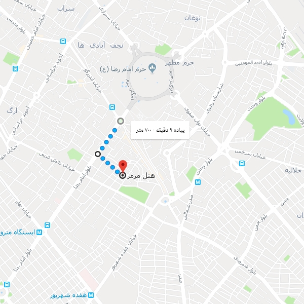 نقشه هتل مرمر مشهد
