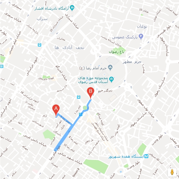 نقشه هتل آپارتمان مارین مشهد