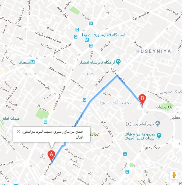نقشه هتل مشاهیر مشهد
