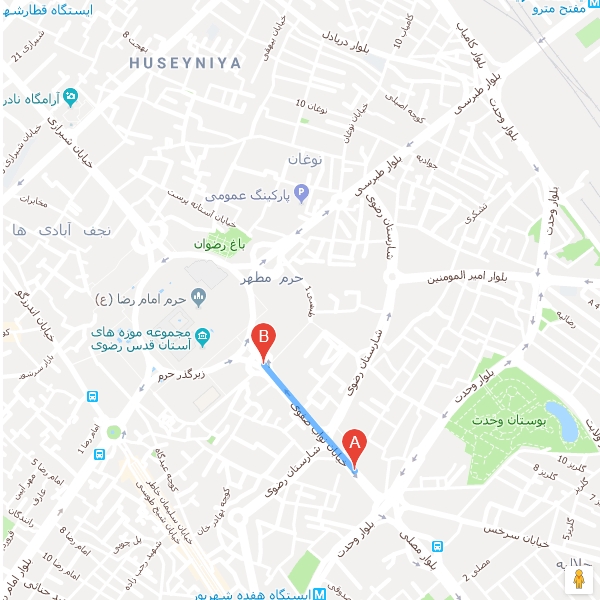 نقشه هتل آپارتمان میلاد مشهد