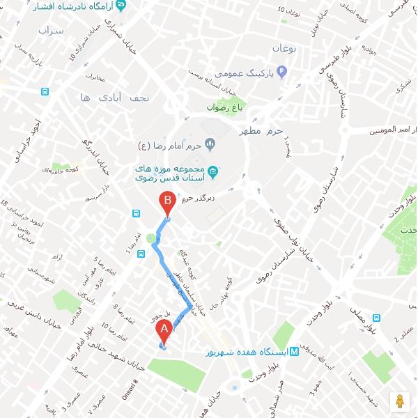 تصویر نقشه هتل آپارتمان مقدم مشهد