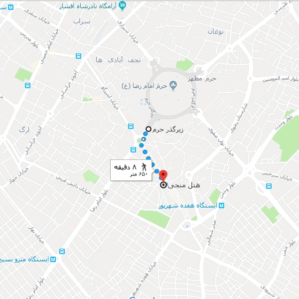 نقشه هتل منجی مشهد