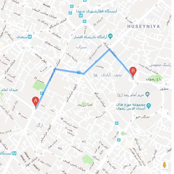 نقشه هتل نرگس مشهد