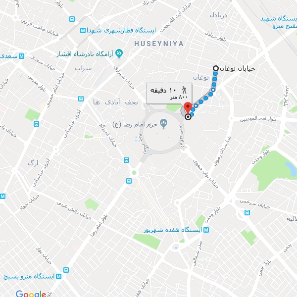 نقشه هتل نگین مشهد