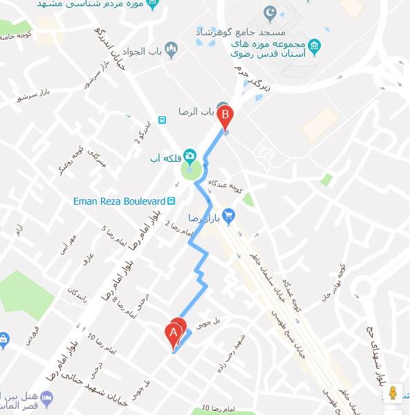 تصویر نقشه هتل المپیا مشهد