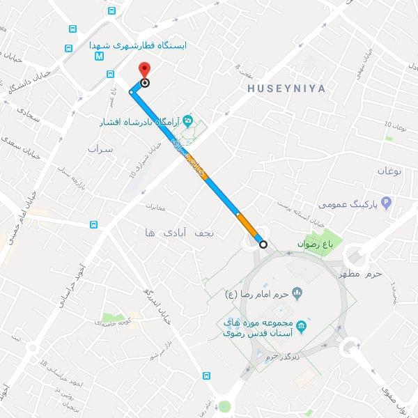 نقشه هتل اولیا مشهد