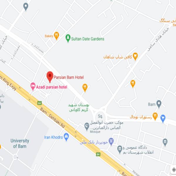 نقشه هتل پارسیان آزادی بم