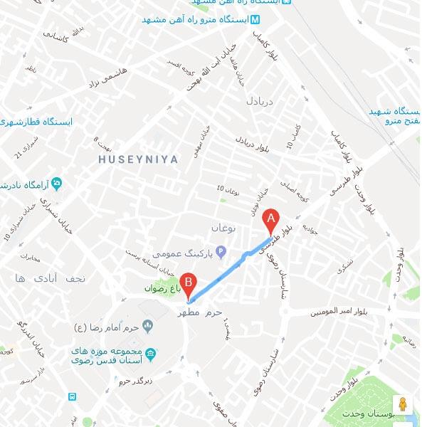 نقشه هتل رضا مشهد