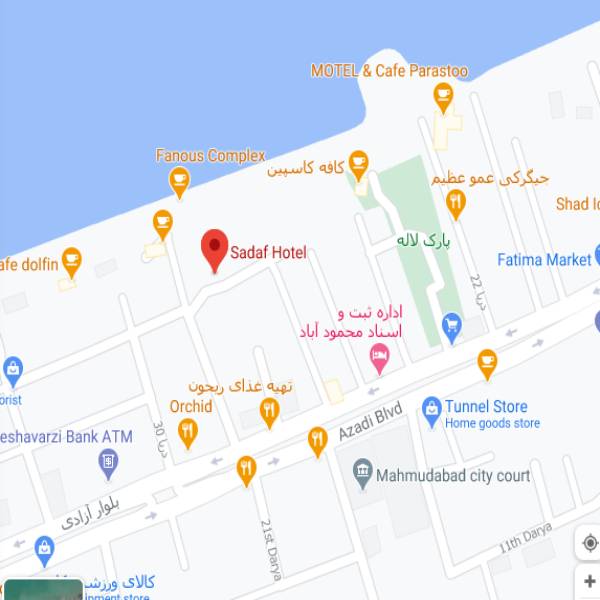 نقشه هتل صدف محمودآباد
