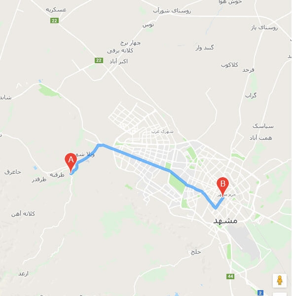 نقشه هتل سحاب مشهد