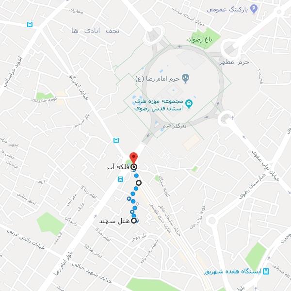 نقشه هتل سهند مشهد
