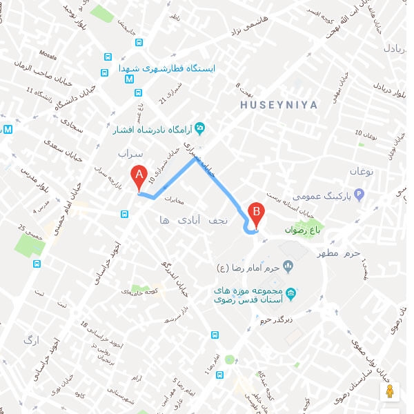 نقشه هتل سپنتا مشهد