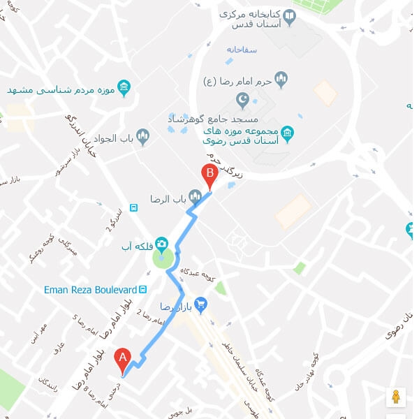 نقشه هتل شهریار مشهد