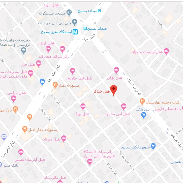 نقشه هتل شاکر مشهد