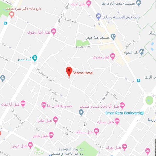 نقشه هتل شمس مشهد