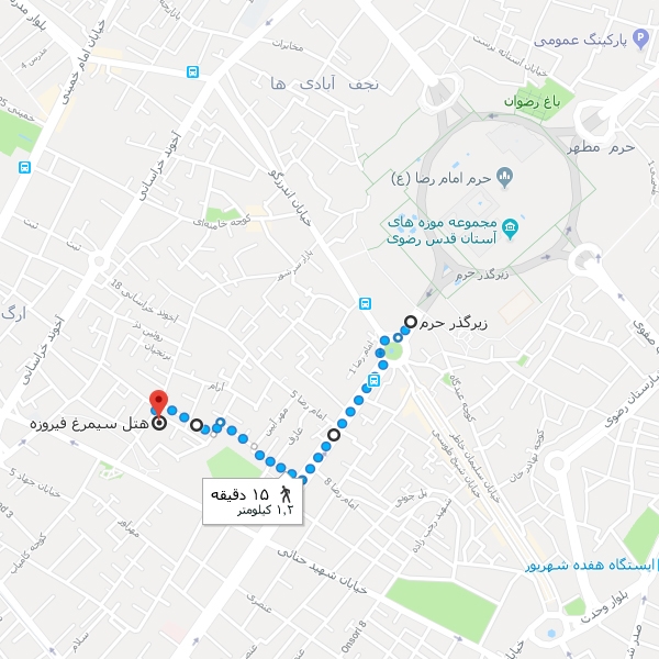 تصویر نقشه هتل سیمرغ فیروزه مشهد