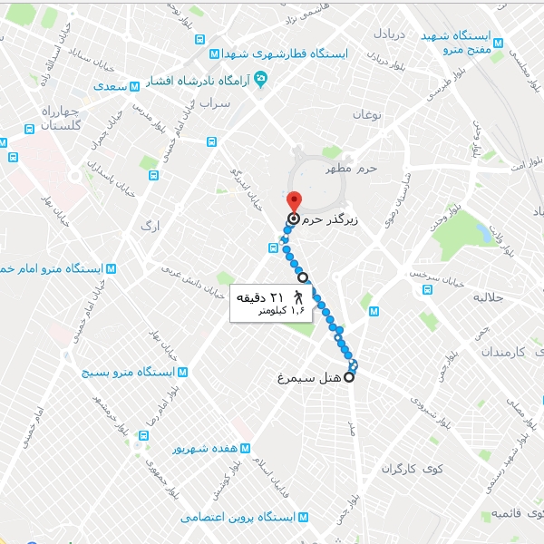 تصویر نقشه هتل سیمرغ مشهد