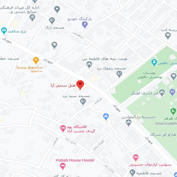 نقشه هتل سنتی آرا یزد