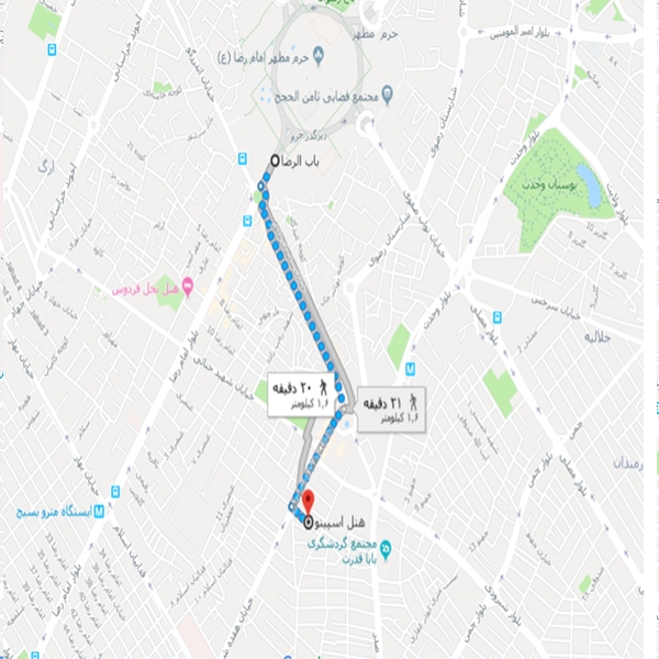 تصویر نقشه هتل آپارتمان اسپینو مشهد