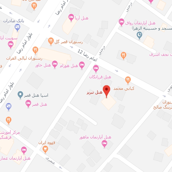 نقشه هتل تبریز مشهد