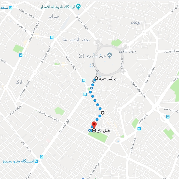 نقشه هتل تاج مشهد