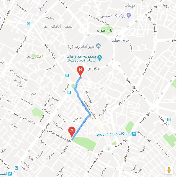 نقشه هتل آپارتمان تسنیم مشهد