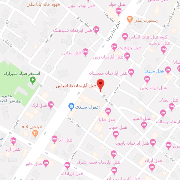 نقشه هتل آپارتمان طباطبایی مشهد