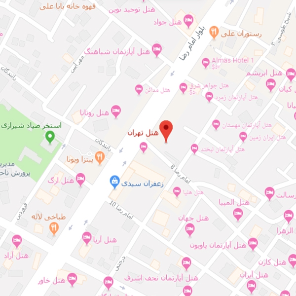 تصویر نقشه هتل تهران مشهد