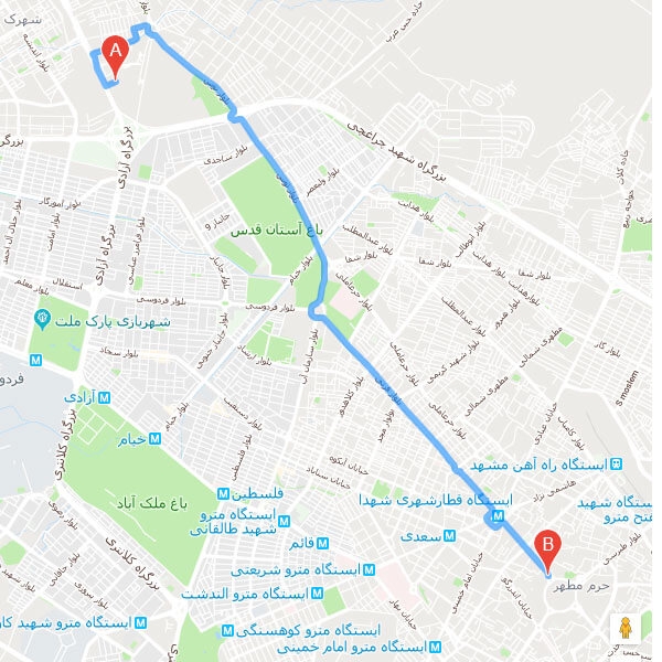 تصویر نقشه هتل توریست توس مشهد