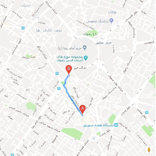 تصویر نقشه هتل یکتا مشهد