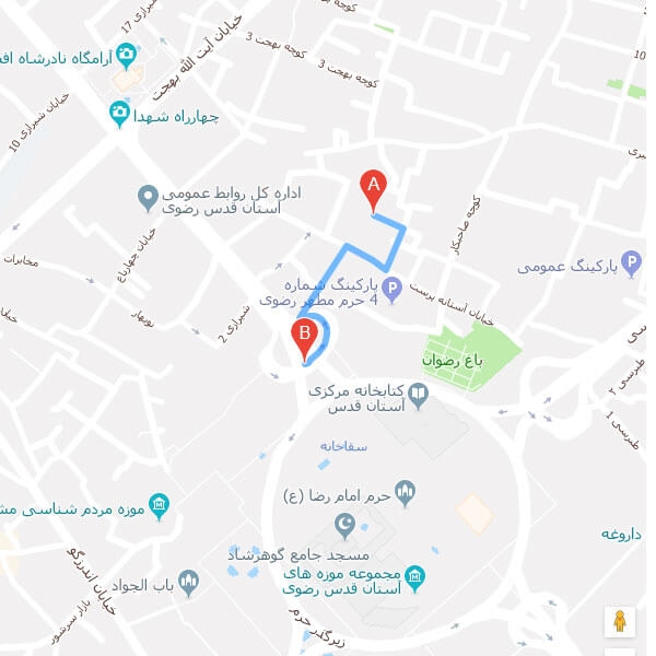 نقشه هتل زمزم مشهد
