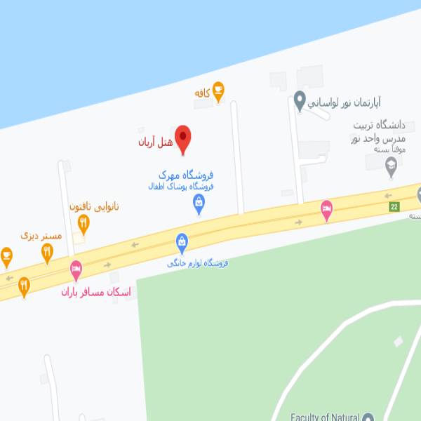 نقشه هتل آریان نور