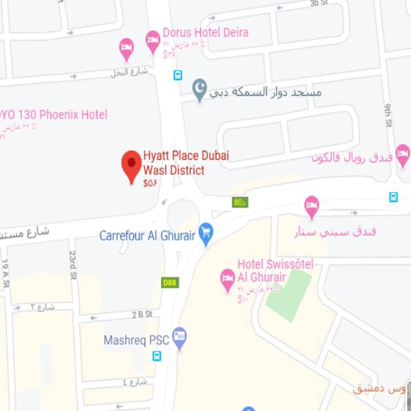 نقشه هتل حیات پلاس وصل دیستریکت دبی