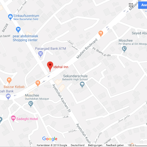 نقشه هتل مهمانسرا ایده آل اردبیل