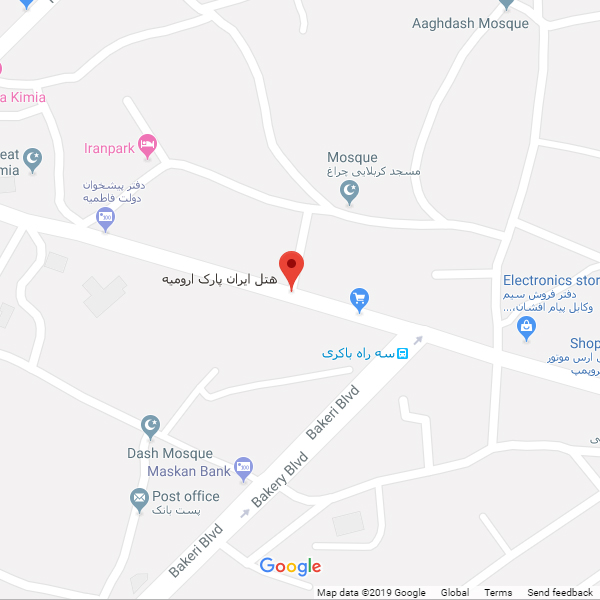 نقشه هتل ایران پارک ارومیه