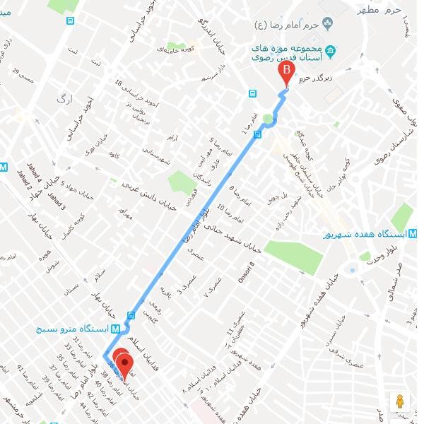 تصویر نقشه هتل ایساتیس مشهد