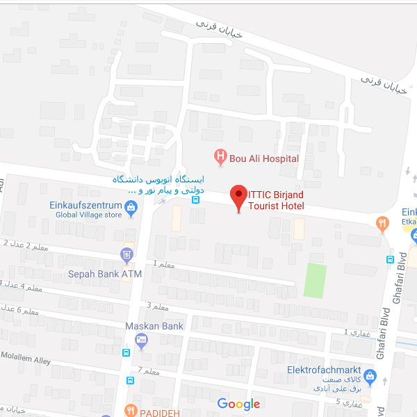 نقشه هتل جهانگردی بیرجند