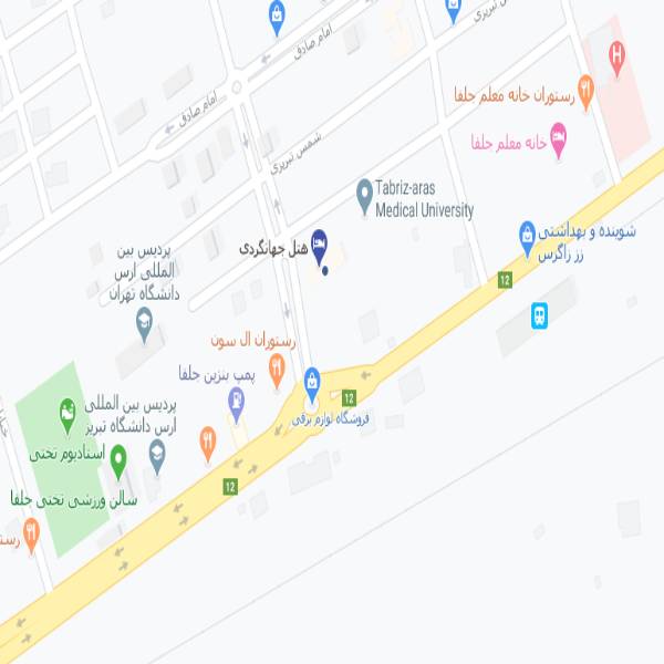 نقشه هتل مهمانسرا جهانگردی جلفا