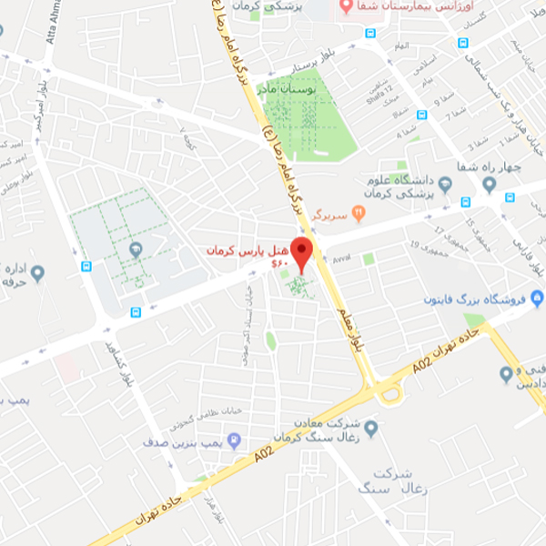 نقشه هتل جهانگردی کرمان