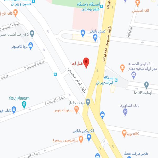 نقشه هتل مجتمع اقامتی جهانگردی یاسوج