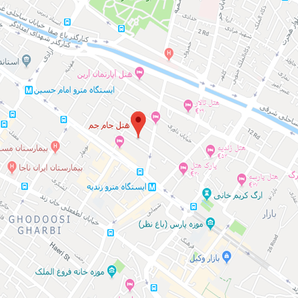 نقشه هتل آپارتمان جام جم شیراز