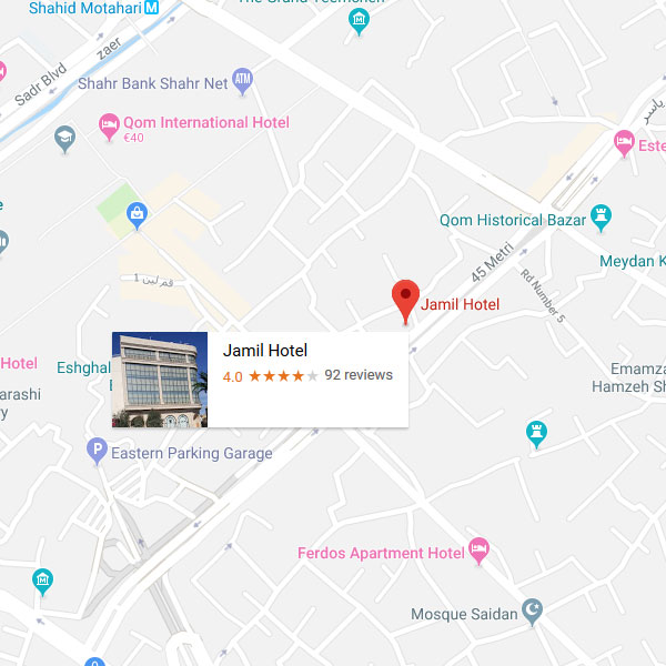 نقشه هتل جمیل قم