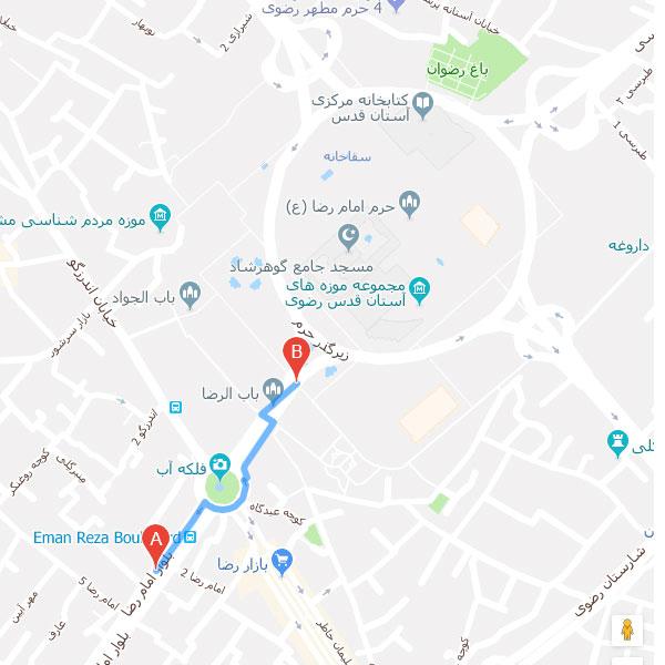 تصویر نقشه هتل جواد مشهد