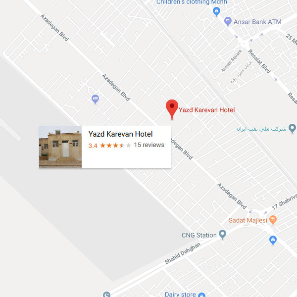 تصویر نقشه هتل مجتمع اقامتی کاروان یزد