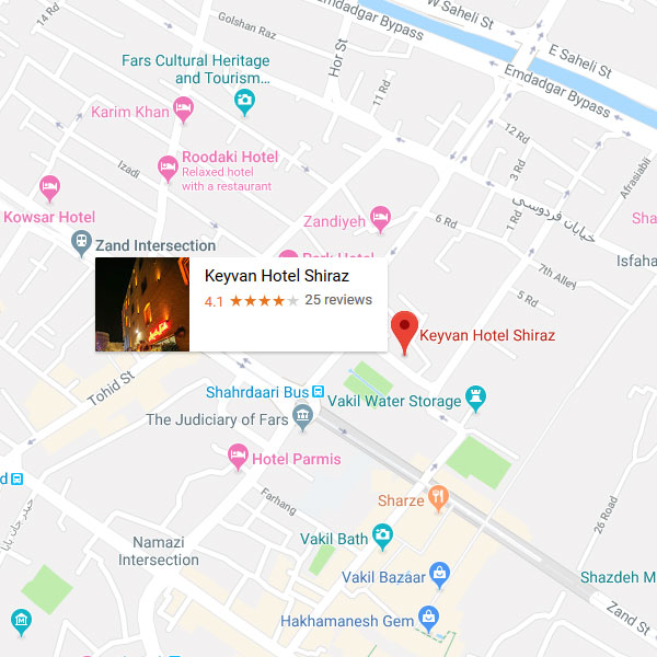 نقشه هتل کیوان شیراز