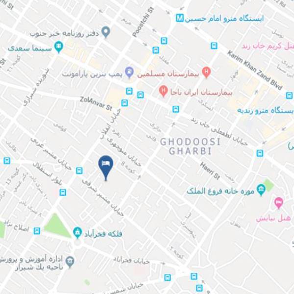 نقشه هتل اقامتگاه بومگردی خانه باغ ایرانی شیراز
