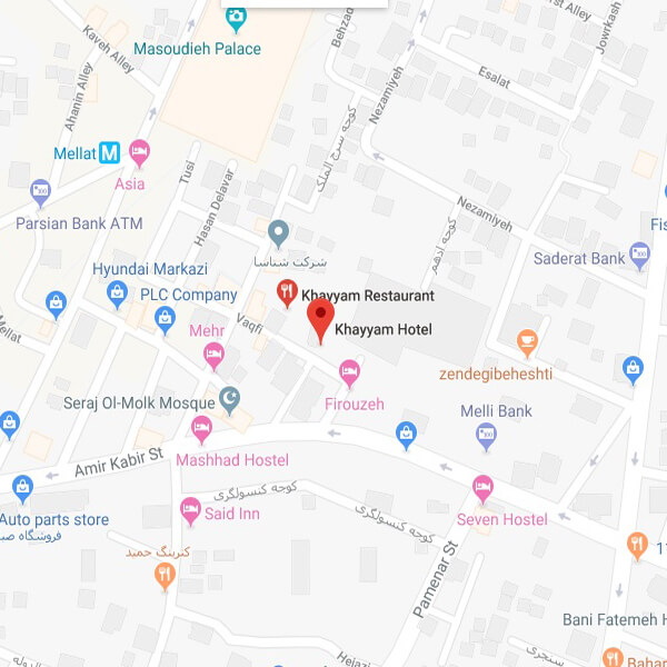 نقشه هتل خیام تهران
