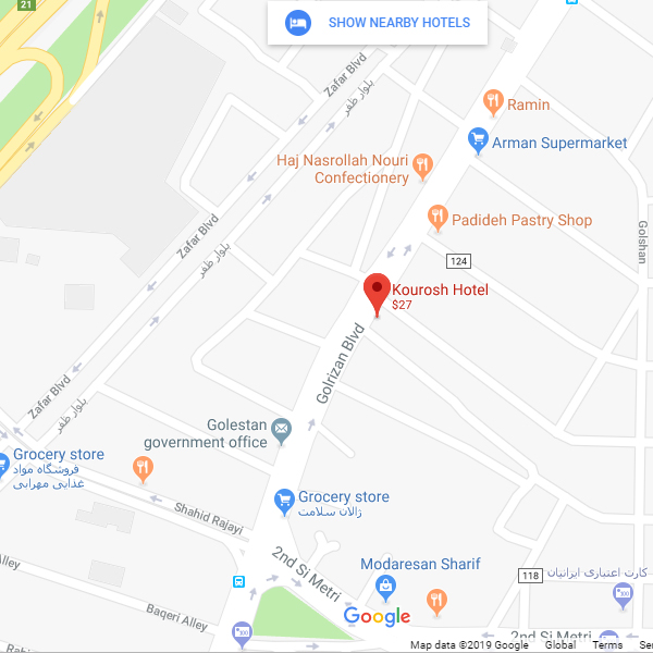 نقشه هتل آپارتمان کوروش کرمانشاه