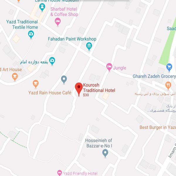نقشه هتل سنتی کوروش یزد
