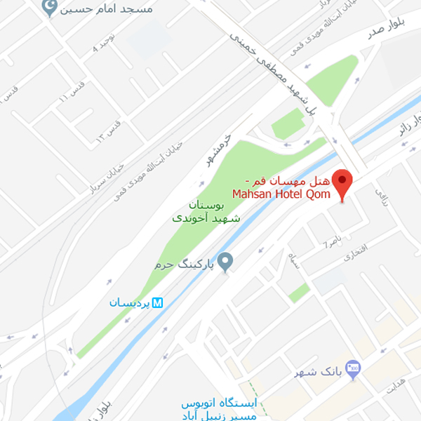 نقشه هتل مهسان قم